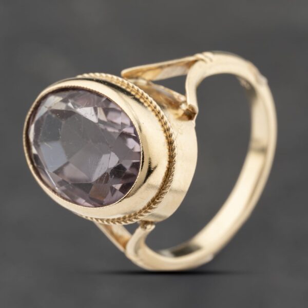 Pre-Owned Yellow Gold Amethyst Oval Dress Ring 41103845