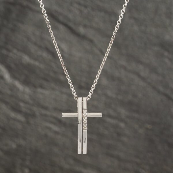 Pre-Owned 18ct White Gold Brilliant Cut Diamond Split Pendant & 18 Inch Trace Chain 41142249