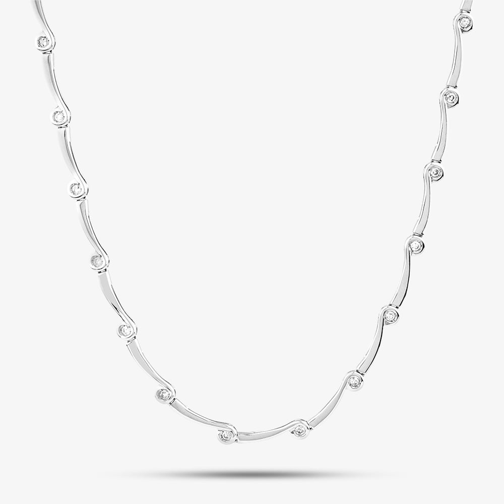 Pre-Owned 18ct White Gold 0.75ct Brilliant Cut Diamond 17 Inch Necklace 41142329