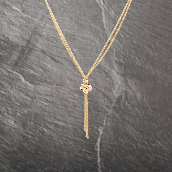 Pre-Owned 9ct Yellow Gold Two Row Tassel 18 Inch Mesh Necklace 41143010