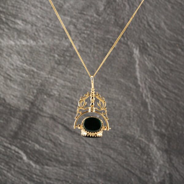 Pre-Owned 9ct Yellow Gold Multi Stone Fancy Swivel Pendant & 20 Inch Curb Chain 41143183