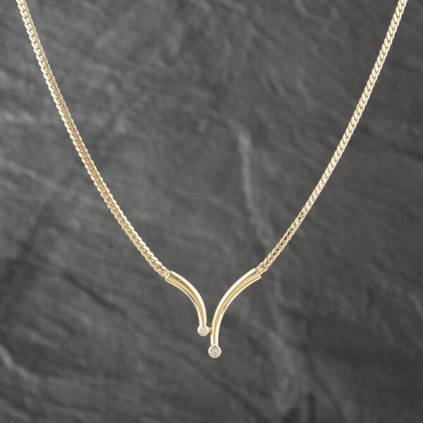Pre-Owned 9ct Yellow Gold 0.08ct Brilliant Cut Diamond Set 16 Inch Necklace 41161866