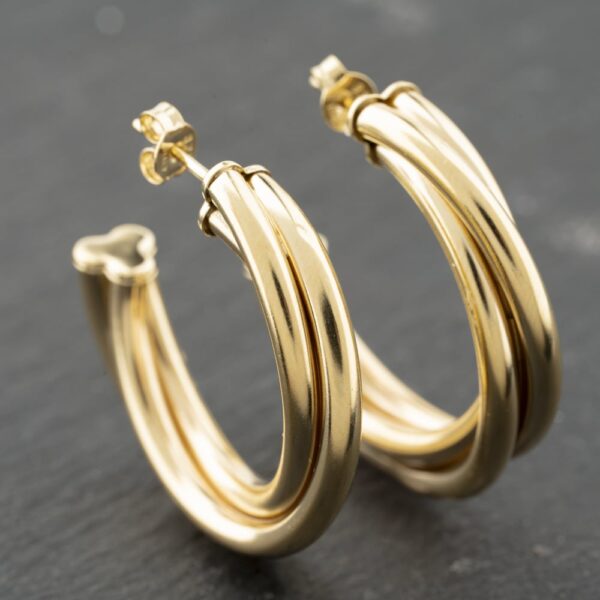 Pre-Owned 9ct Yellow Gold 33mm Twist Half Hoop Earrings 41173999