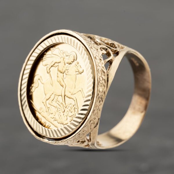Pre-Owned Yellow Gold 1907 King George Half Sovereign Coin Ring 41201252