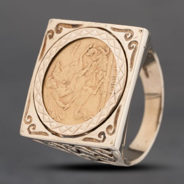 Pre-Owned 9ct Yellow Gold 1894 Queen Victoria Half Sovereign Coin Ring 41201257BND