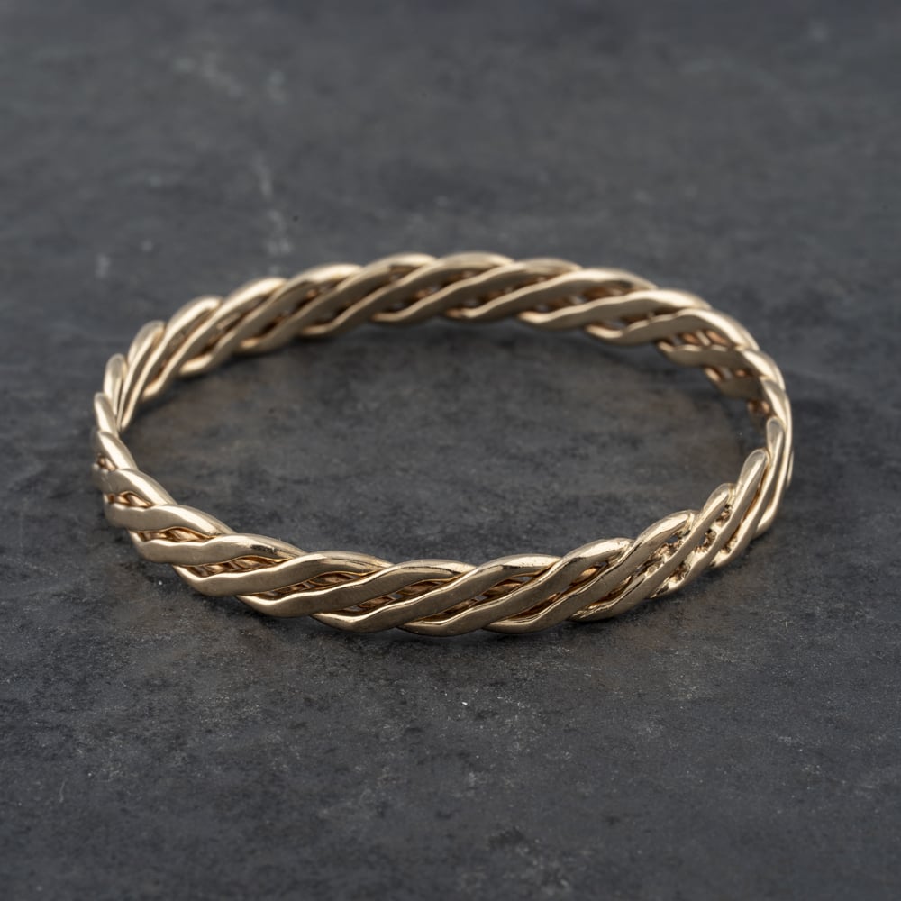 Pre-Owned 9ct Yellow Gold Woven Standard Simple Bangle 41211305