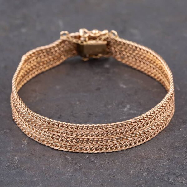 Pre-Owned 9ct Rose Gold Four Row 7 Inch Curb Chain Bracelet 41281274