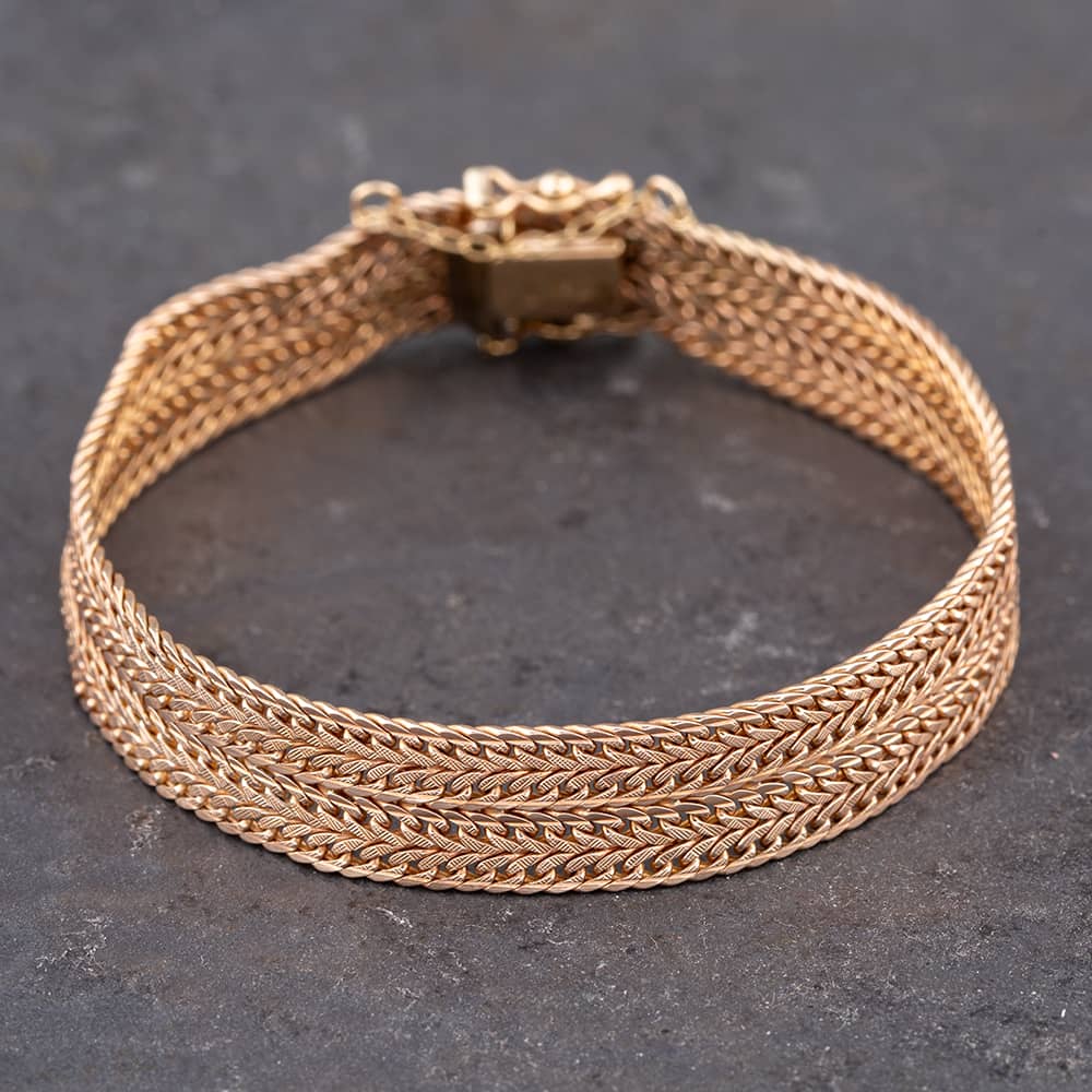 Pre-Owned 9ct Rose Gold Four Row 7 Inch Curb Chain Bracelet 41281274