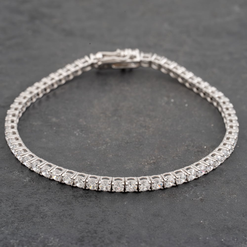 Pre-Owned 9ct White Gold Cubic Zirconia 7.5 Inch Tennis Bracelet 41281474
