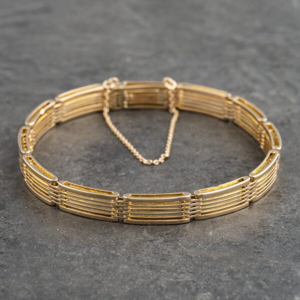 Pre-Owned 9ct Yellow Gold Flexible Bar Section 7.5 Inch Bracelet 41281505
