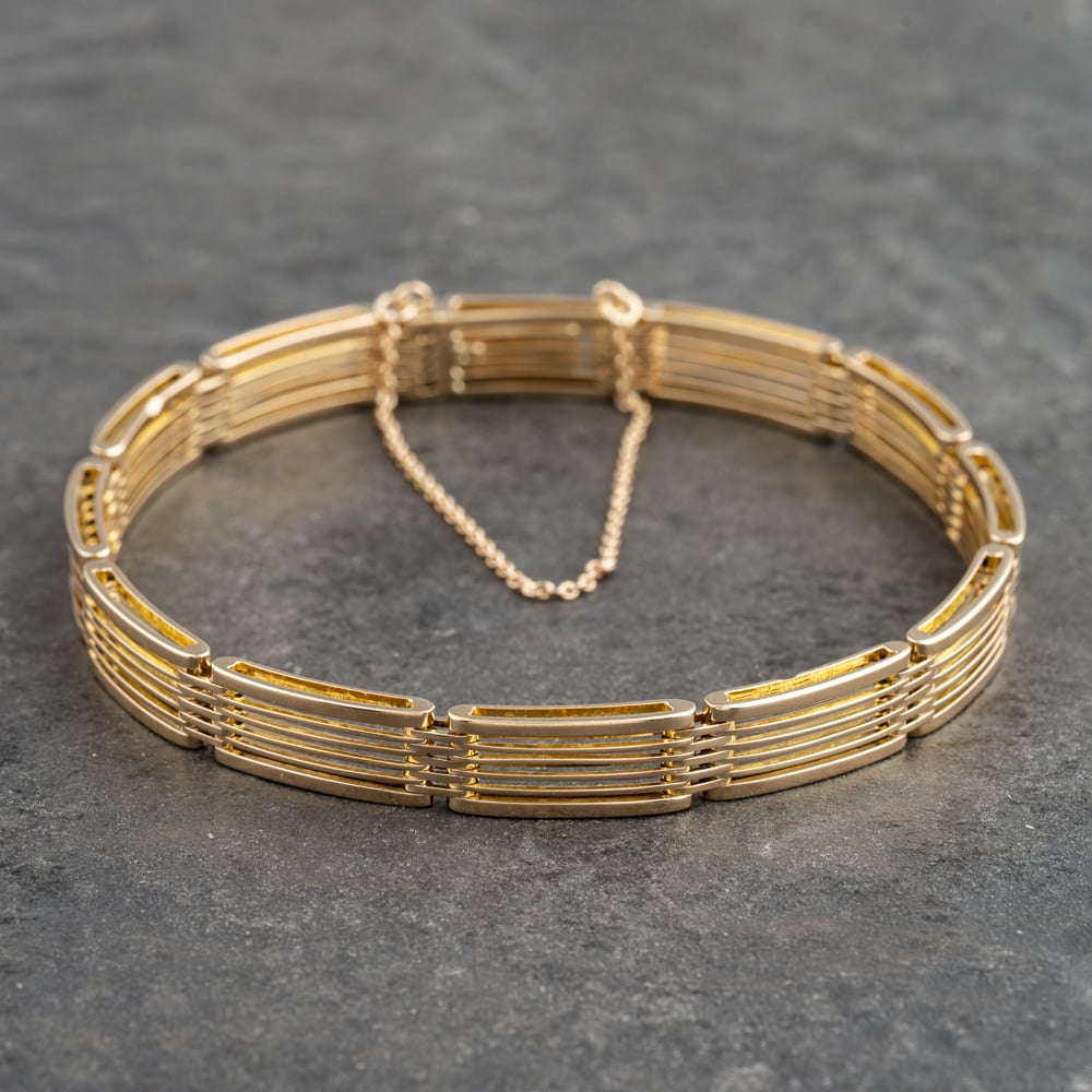 Pre-Owned 9ct Yellow Gold Flexible Bar Section 7.5 Inch Bracelet 41281505