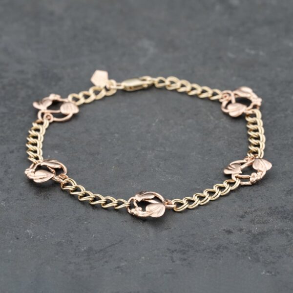 Pre-Owned Clogau 9ct Two Colour Gold Clogau Vine Leaf Design 7.5 Inch Chain Bracelet 41281630