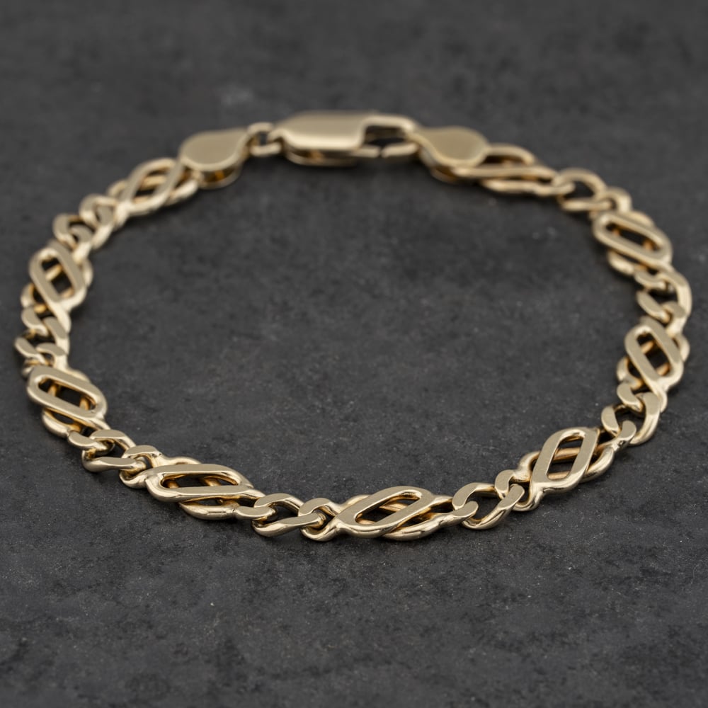 Pre-Owned 9ct Yellow Gold 7.5 Inch Celtic Chain Bracelet 41281726