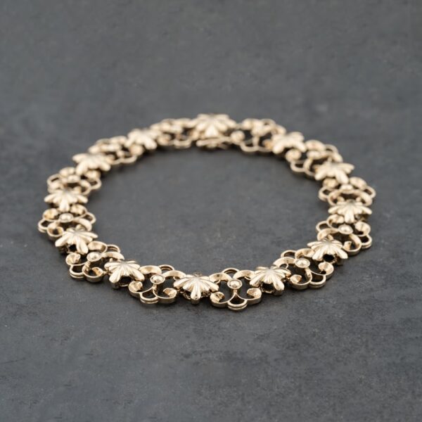 Pre-Owned 9ct Yellow Gold Flower Design 7.5 Inch Fancy Chain Bracelet 41281750