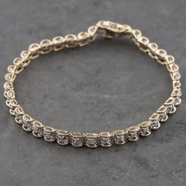 Pre-Owned 9ct Two Colour Gold 1.00ct Diamond Set Flexible Link 7 Inch Bracelet 41281802