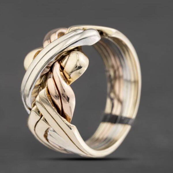 Pre-Owned 9ct Three Colour Gold Puzzle Signet Ring 41342193