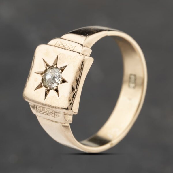 Pre-Owned Vintage Yellow Gold Diamond Oblong Signet Ring 41342240