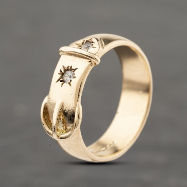 Pre-Owned 9ct Yellow Gold Diamond Buckle Ring 41342260