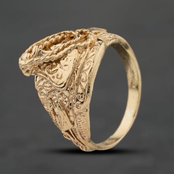 Pre-Owned 9ct Yellow Gold Engraved Saddle Ring 41342317