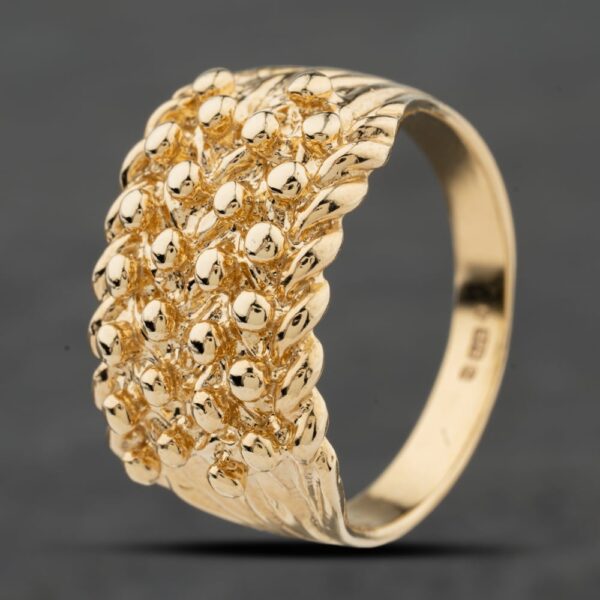 Pre-Owned 9ct Yellow Gold Four Row Keeper Ring 41342327