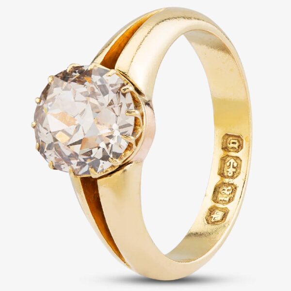 Pre-Owned Antique 18ct Yellow Gold 3.00ct Old Cut Diamond Victorian Solitaire Ring 414800895