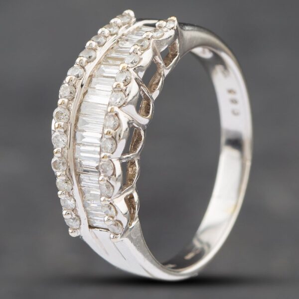 Pre-Owned 18ct White Gold Diamond Three Row Ring 41481329