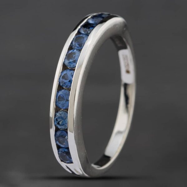 Pre-Owned 18ct White Gold Blue Topaz Half Eternity Ring 41481430
