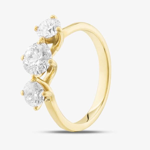 Pre-Owned 18ct Yellow Gold Certificated 1.71ct Brilliant Cut Diamond Three Stone Ring 41481473