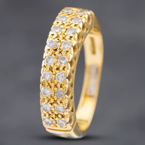 Pre-Owned 18ct Yellow Gold Diamond Two Row Ring 41481493