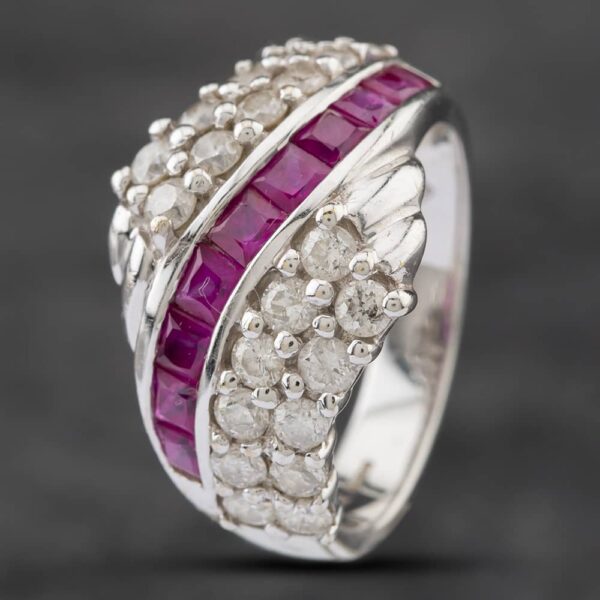 Pre-Owned 14ct White Gold Ruby & Diamond Dress Ring 41481495
