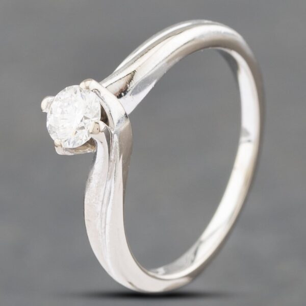 Pre-Owned 18ct White Gold 0.33ct Brilliant Cut Diamond Twist Solitaire Ring 41481685