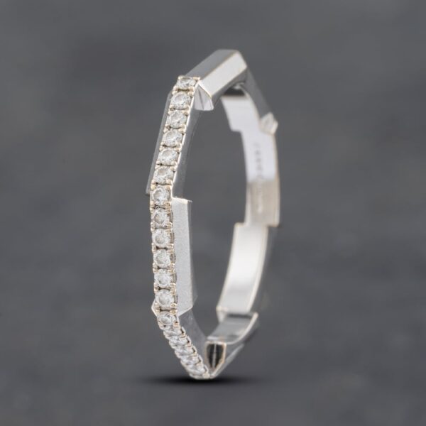 Pre-Owned 18ct White Gold 0.25ct Brilliant Cut Diamond Gucci Half Eternity Ring 41481839