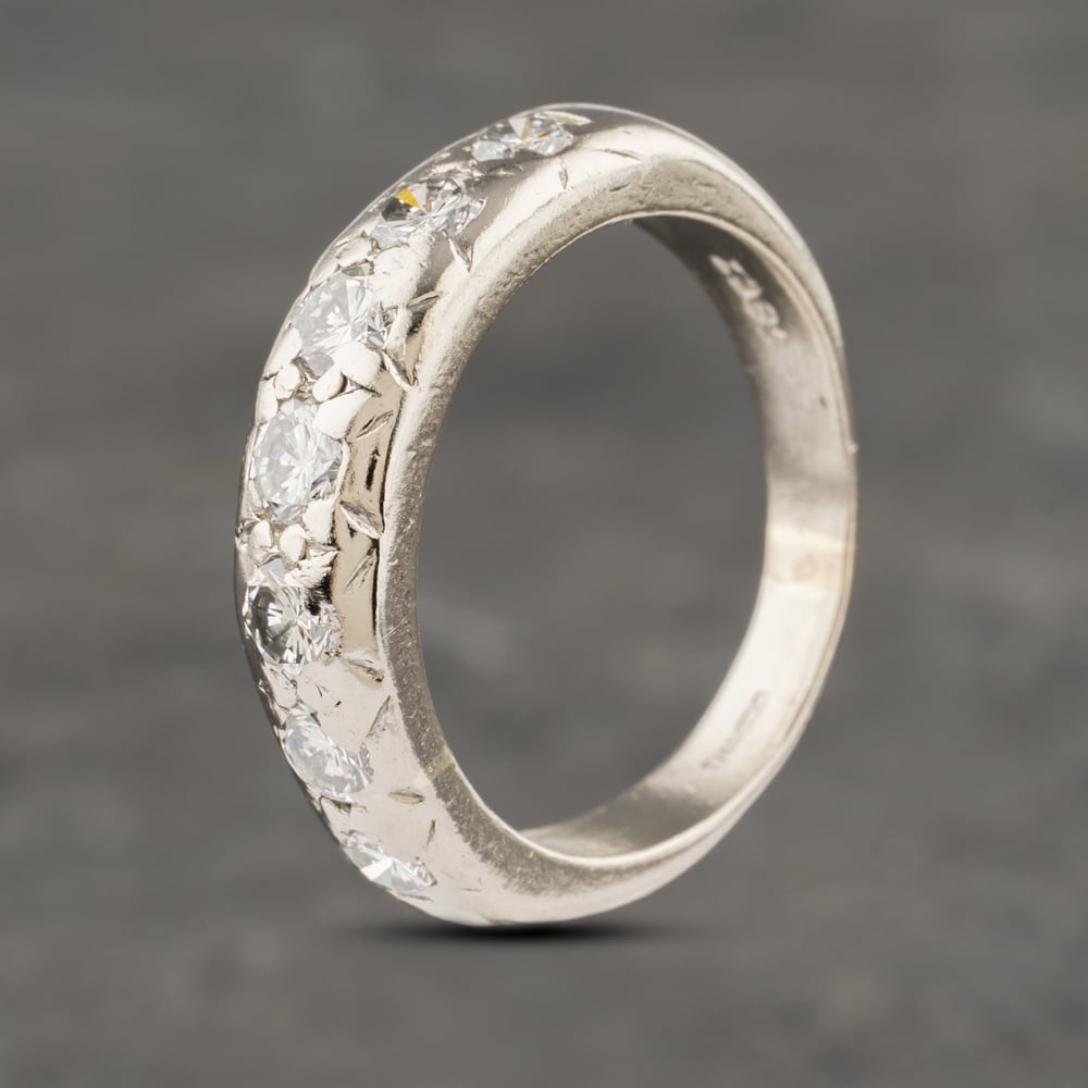 Pre-Owned 18ct White Gold 1.00ct Brilliant Cut Diamond Heavy Half Eternity Ring 41481841