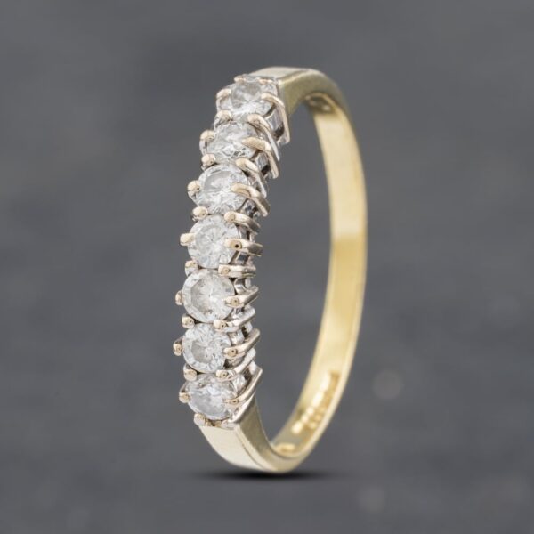 Pre-Owned 18ct Yellow Gold 0.35ct Brilliant Cut Diamond 7 Stone Half Eternity Ring 41481858