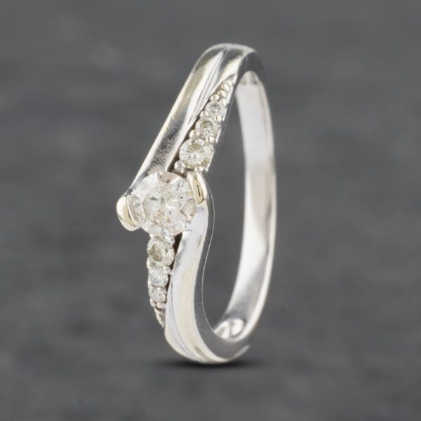 Pre-Owned 9ct White Gold 0.33ct Brilliant Cut Diamond Shoulder Set Solitaire Ring 41481884