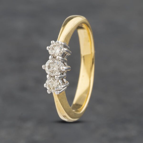 Pre-Owned 18ct Yellow Gold 0.30ct Brilliant Cut Diamond Three Stone Ring 41481887