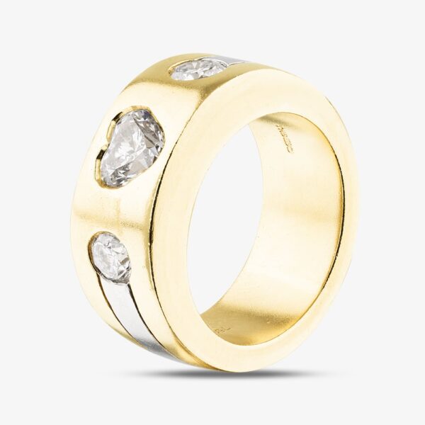 Pre-Owned 18ct Two Colour Gold 1.12ct Diamond Heart Three Stone Ring 41481928