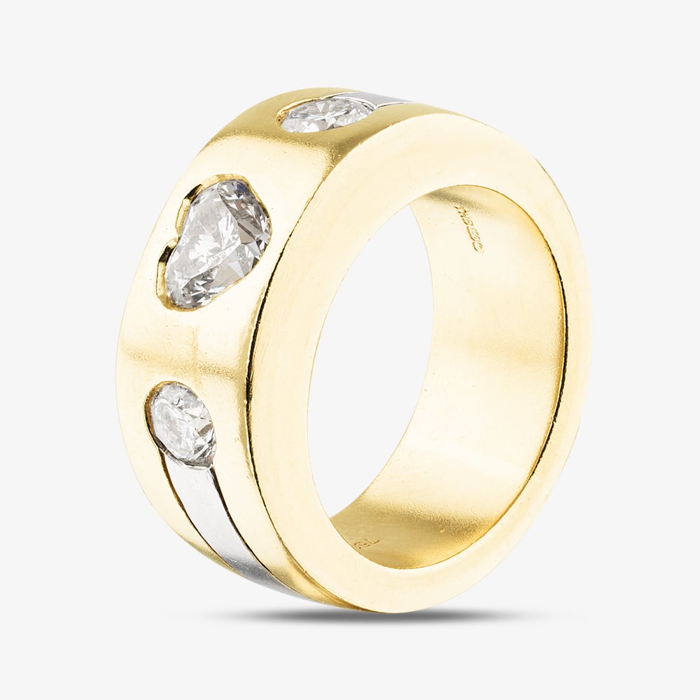 Pre-Owned 18ct Two Colour Gold 1.12ct Diamond Heart Three Stone Ring 41481928