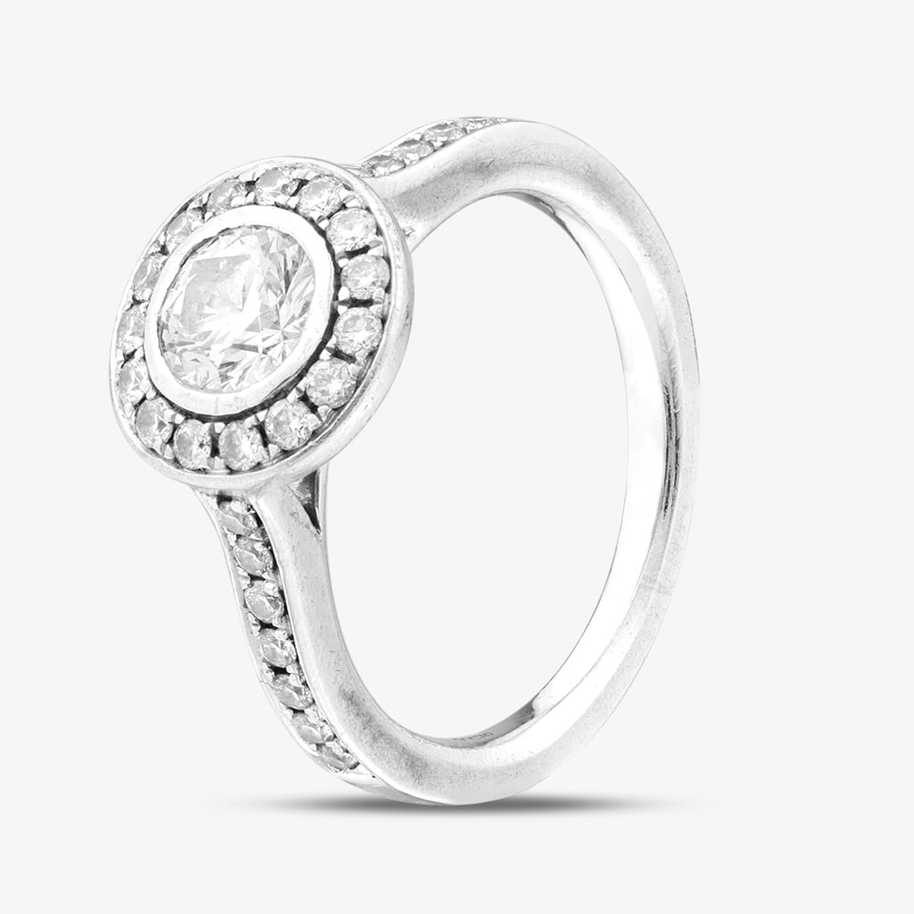 Pre-Owned Platinum Certificated 0.50ct Brilliant Cut Diamond Cluster Ring 41481942