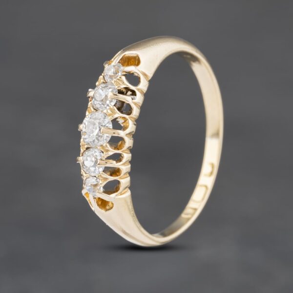Pre-Owned Vintage 18ct Yellow Gold 0.42ct Diamond Five Stone Ring 41481956
