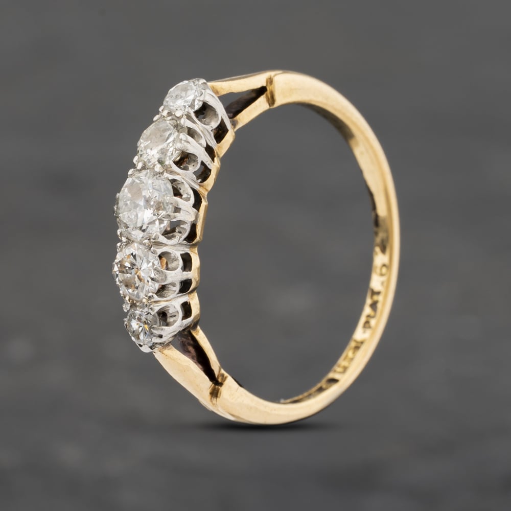 Pre-Owned Vintage Yellow Gold 0.60ct Brilliant Cut Diamond Five Stone Ring 41481988