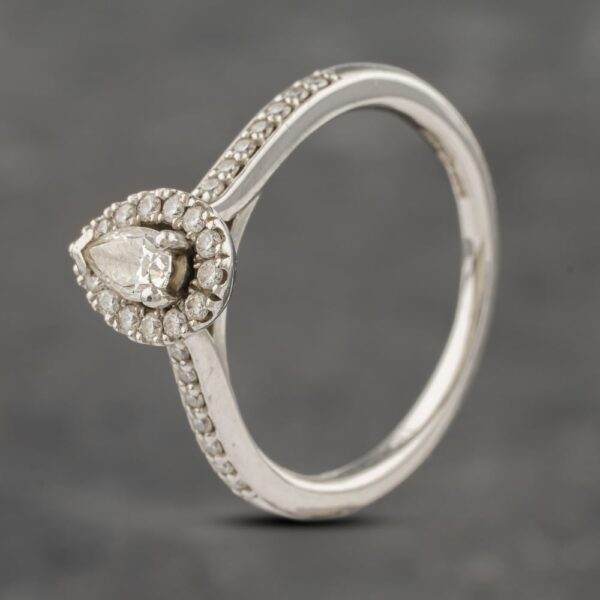 Pre-Owned Platinum Certificated 0.39ct Pear Cut Diamond Halo Cluster Ring 41482030