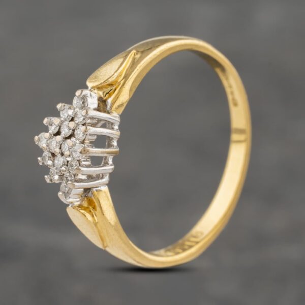 Pre-Owned 18ct Yellow Gold 0.20ct Brilliant Cut Diamond Boat Shaped Cluster Ring 41482045