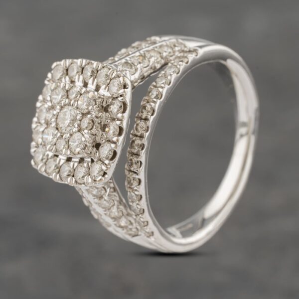 Pre-Owned 9ct White Gold 2.00ct Brilliant Cut Diamond Cushion Cluster Ring 41482046
