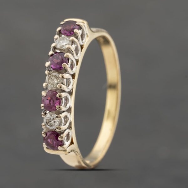 Pre-Owned 18ct Yellow Gold Ruby & 0.21ct Diamond Seven Stone Ring 41482123