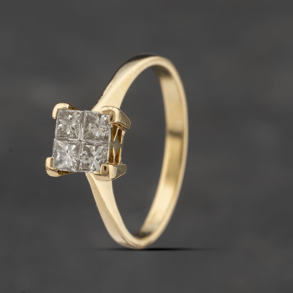 Pre-Owned 18ct Yellow Gold 0.75ct Diamond Tension Set Four Stone Ring 41482132