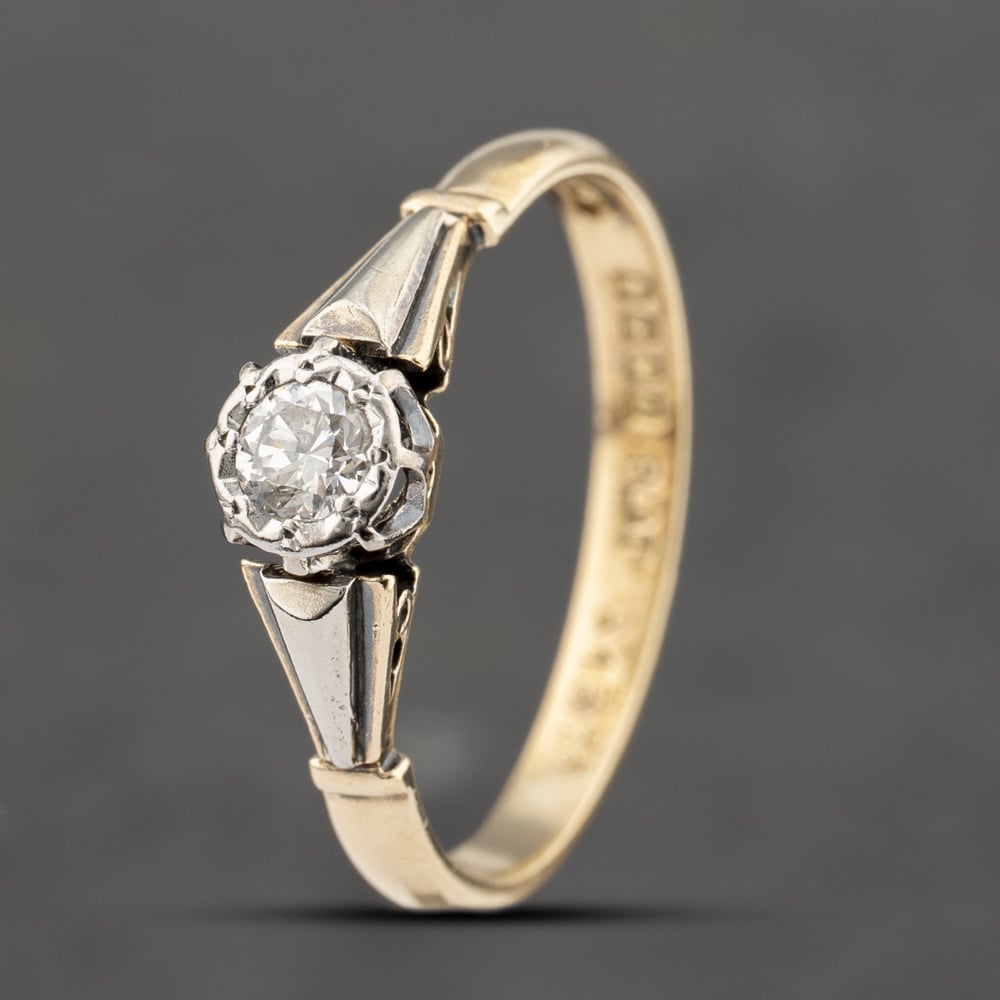 Pre-Owned Vintage 18ct Yellow Gold 0.15ct Diamond Solitaire Ring 41482186