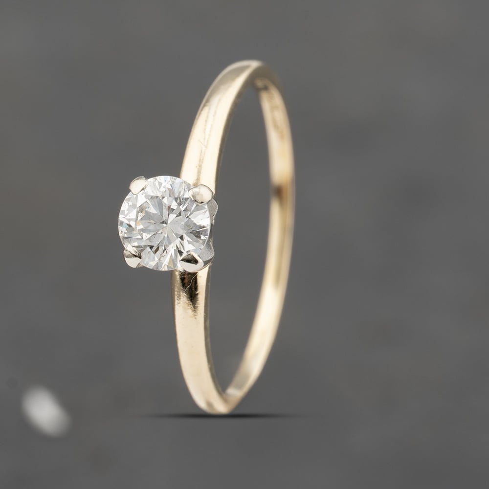 Pre-Owned 14ct Yellow Gold 0.30ct Diamond Four Claw Solitaire Ring 41482221