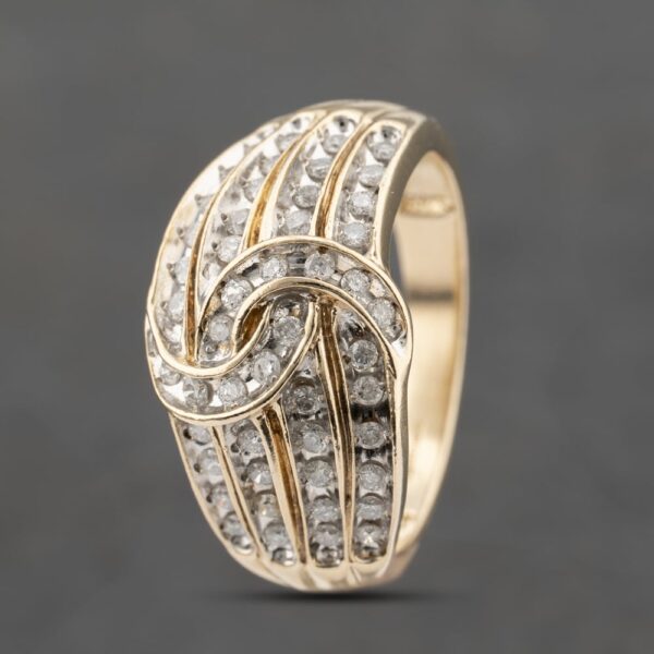 Pre-Owned 9ct Yellow Gold 0.62ct Brilliant Cut Diamond Crossover Four Row Ring 41482233
