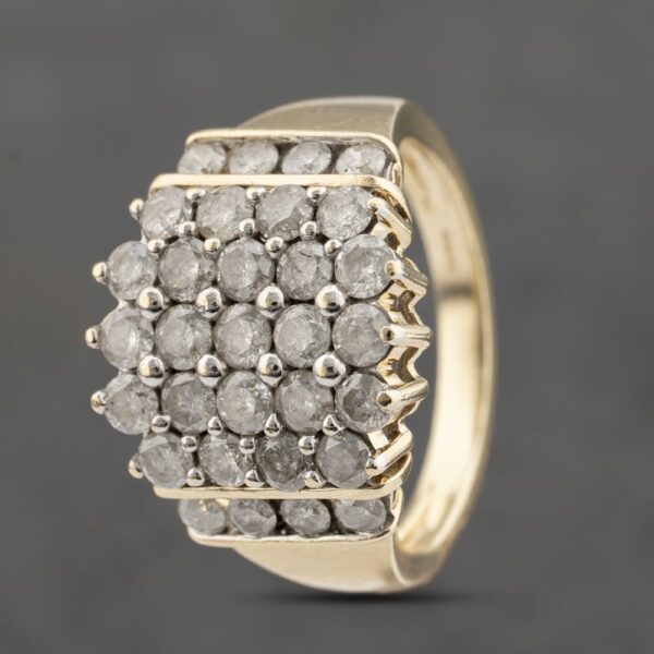 Pre-Owned 9ct Yellow Gold 1.50ct Brilliant Cut Diamond Cluster Ring 41482235